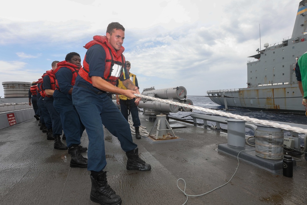 USS Cole Conducts a replenishment at sea with USNS Kanawha