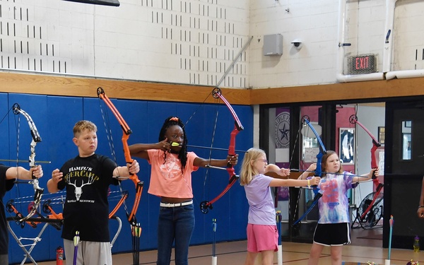 Hanscom youth take aim during archery camp