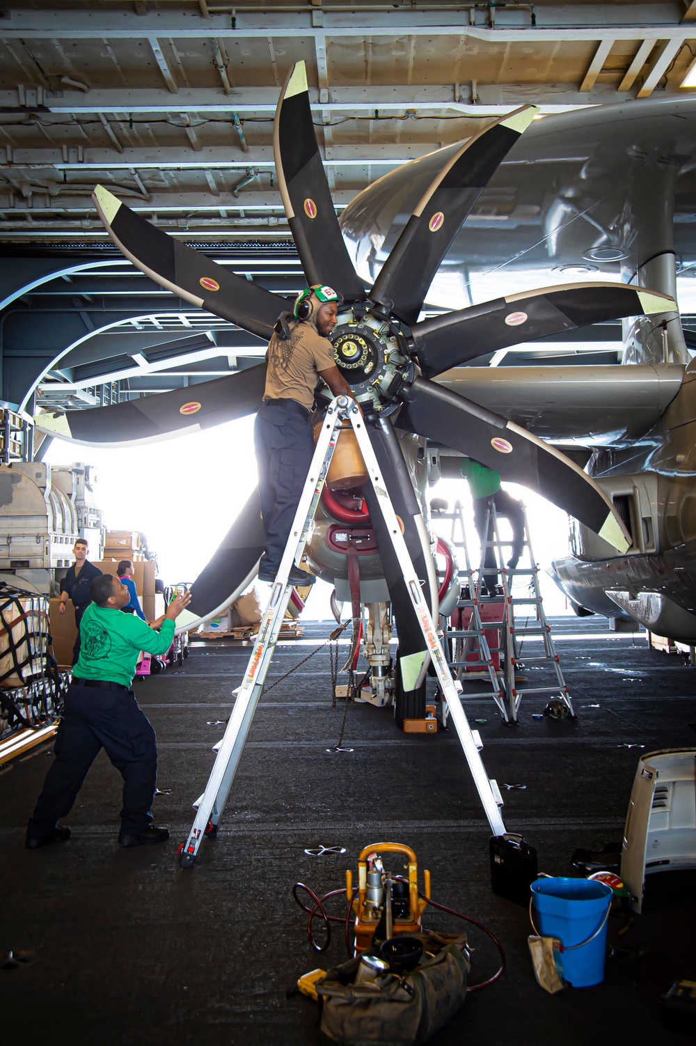 E-2D Hawkeye Maintenance aboard USS George H.W. Bush