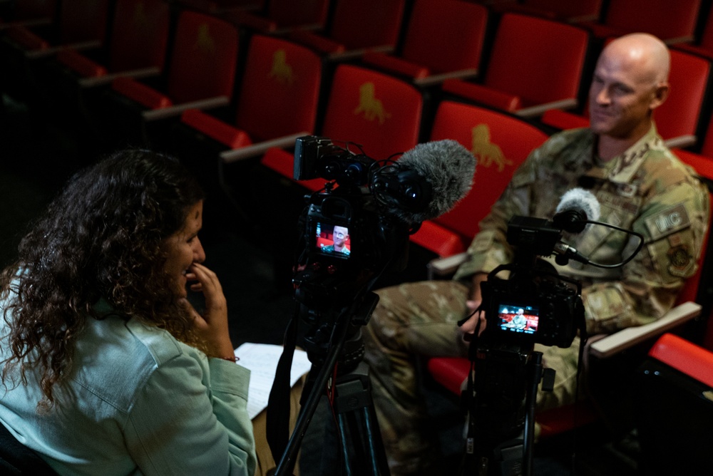 France Television reporters interview OAR Aerial Mission Commander