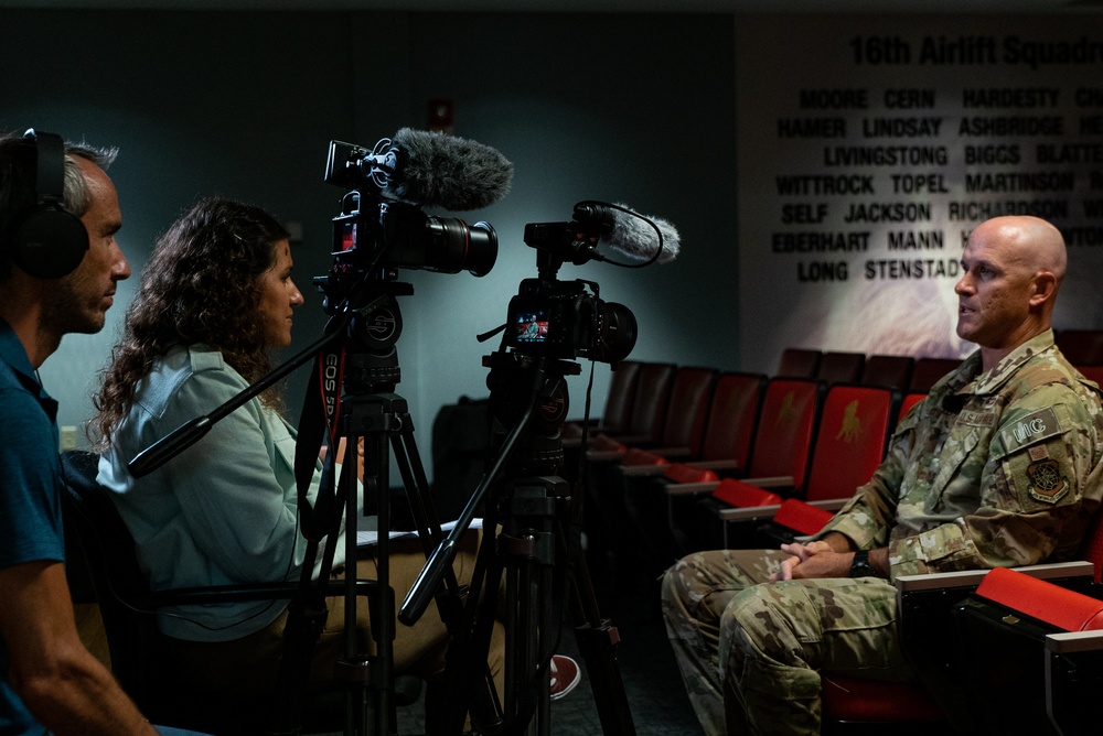 France Television reporters interview OAR Aerial Mission Commander