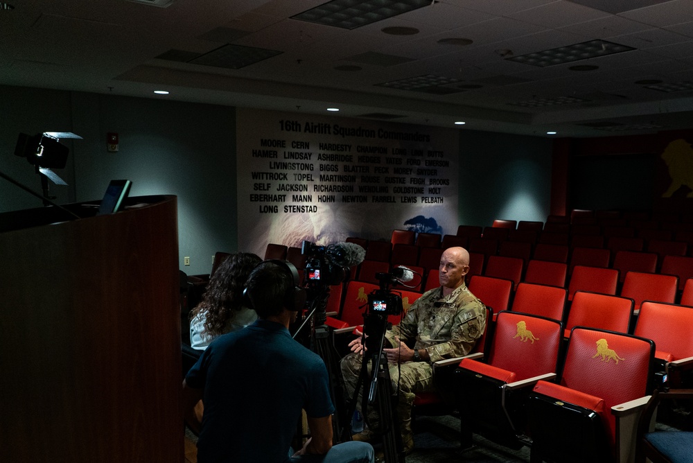 France Television reporters interview OAR Aerial Mission Commander