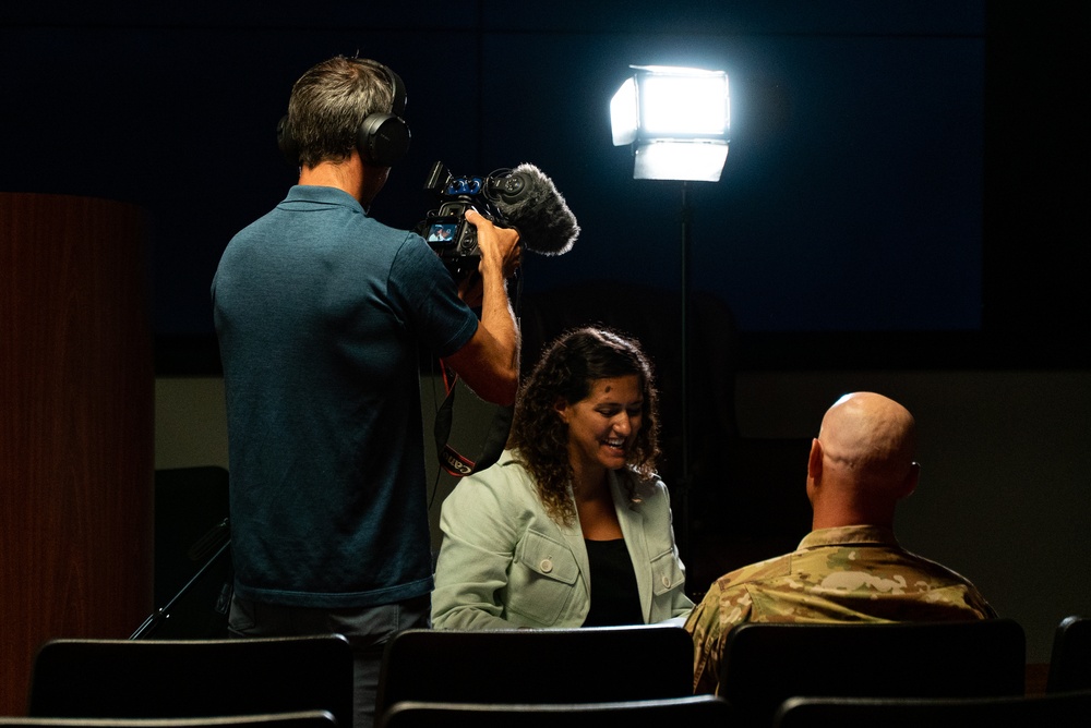 France Television reporters interview OAR Aerial Mission Commander