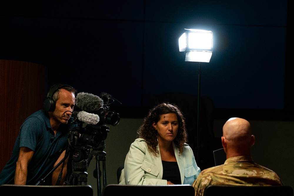 France Television reporters interview OAR Aerial Mission Commander