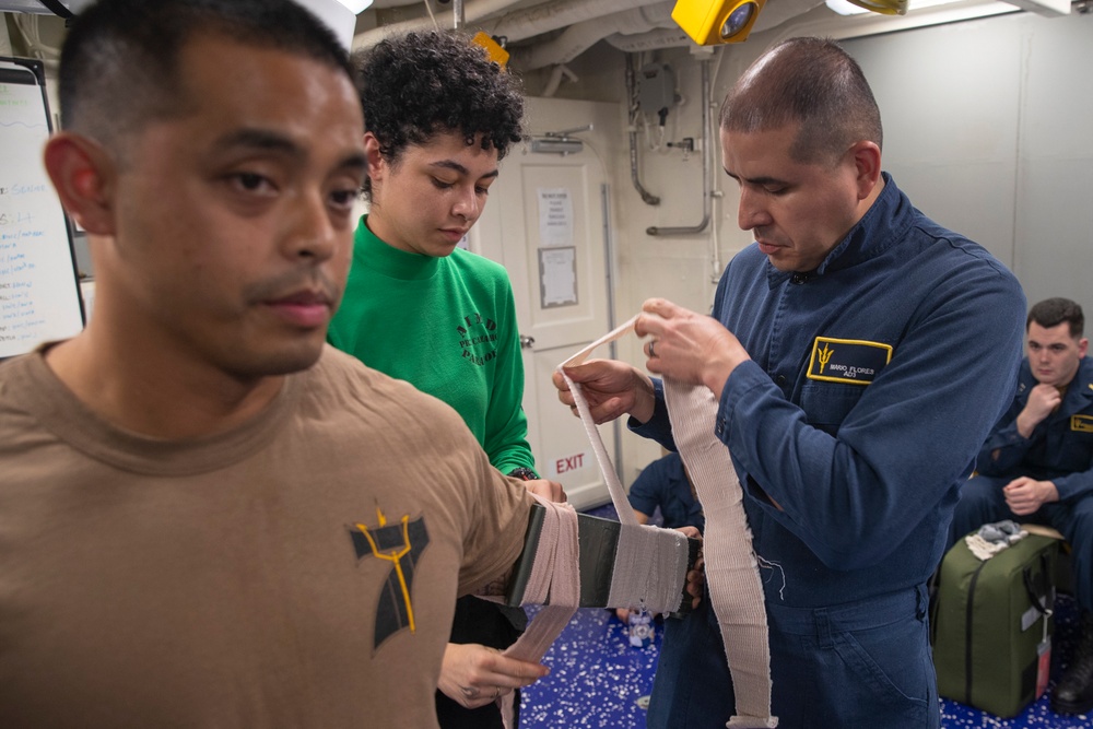 USS Tripoli Conducts GQ Drill