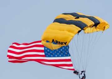 The U.S. Army Parachute Team jumps for the Chicago Air and Water Show