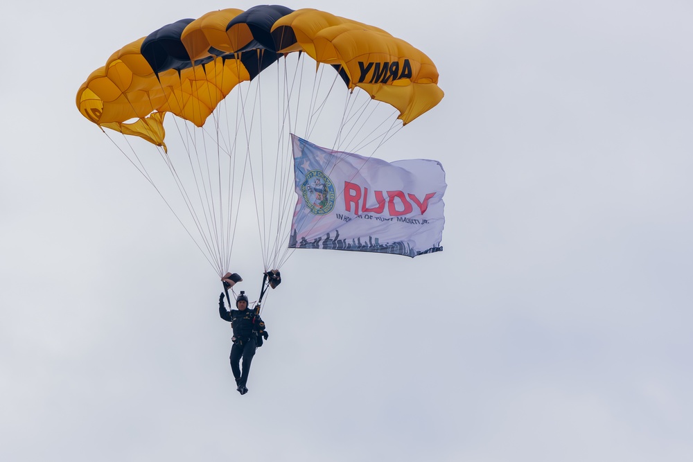 The U.S. Army Parachute Team jumps for the Chicago Air and Water Show