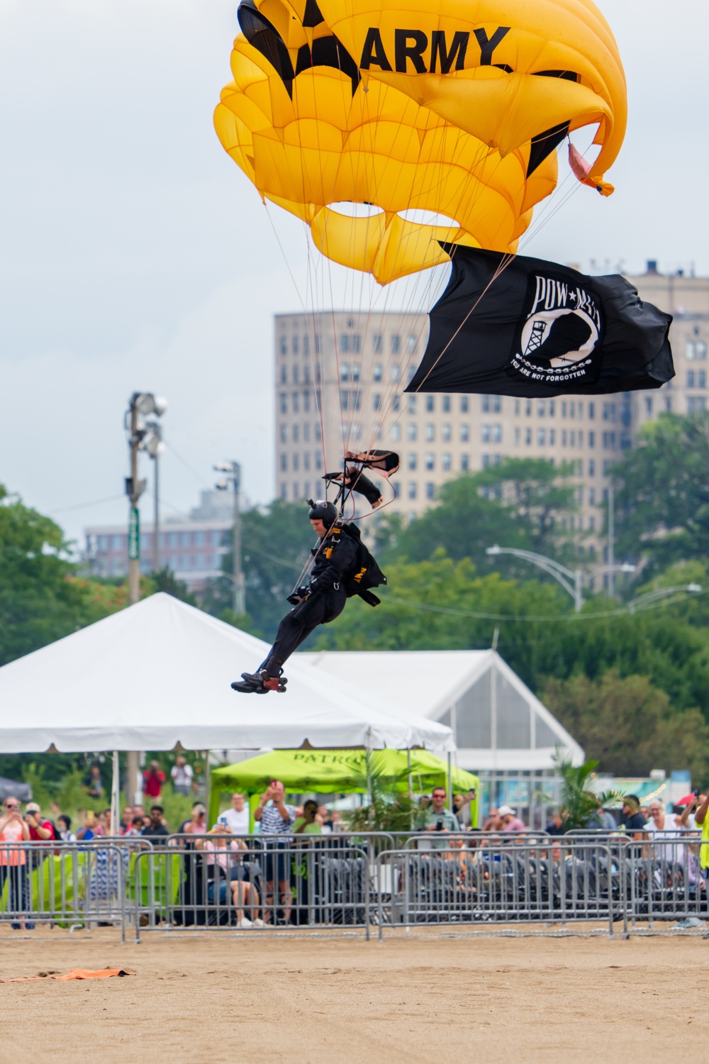 The U.S. Army Parachute Team jumps for the Chicago Air and Water Show