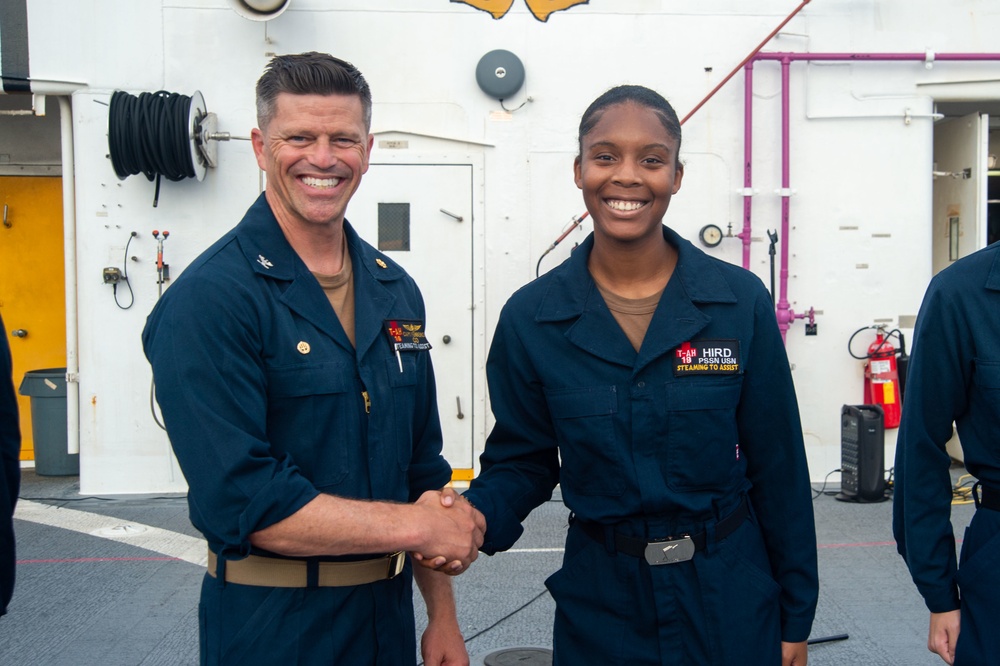 USNS Mercy Conducts All Hands Call