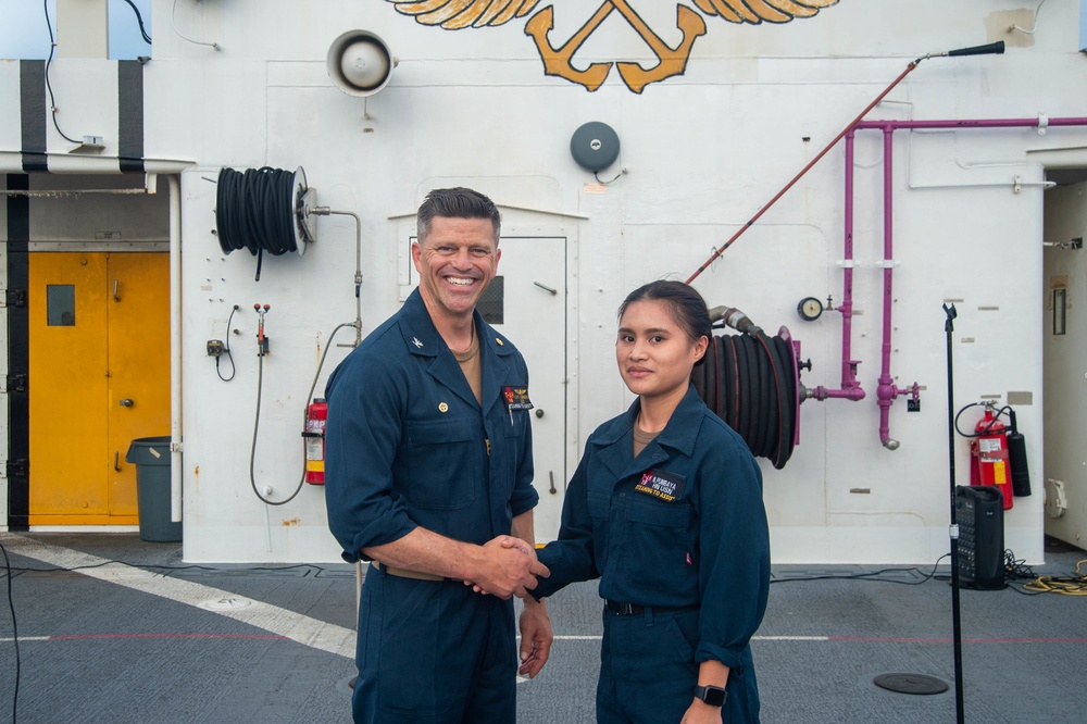 USNS Mercy Conducts All Hands Call