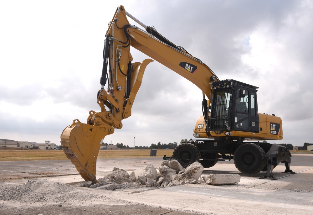 100th CES simulate repair of damaged runway during CBRNE exercise