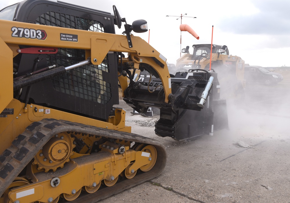 100th CES simulate repair of damaged runway during CBRNE exercise