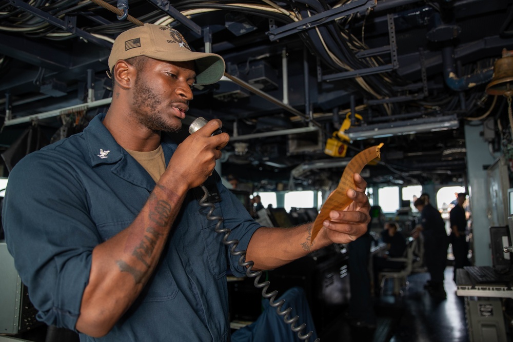 The USS Bainbridge is on a scheduled deployment in the U.S. Naval Forces Europe area of operations, employed by U.S. Sixth Fleet to defend U.S., Allied and Partner interests.