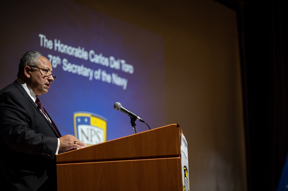 SECNAV speaks to students, faculty and staff at the Naval Postgraduate School