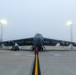 B-52H Stratofortress covered in fog on flight line