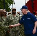 Coast Guard Vice Adm. Kevin Lunday, Atlantic Area Commander, presents the crew of the USS Hershel &quot;Woody&quot; Williams with the Coast Guard Special Operations Service Ribbon