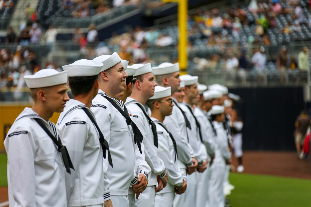 Abraham Lincoln and Carl Vinson Sailors at San Diego Padres game