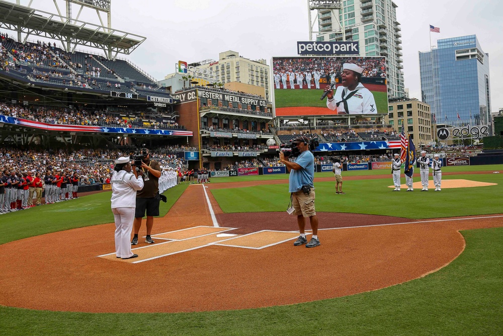 Abraham Lincoln and Carl Vinson Sailors at San Diego Padres game