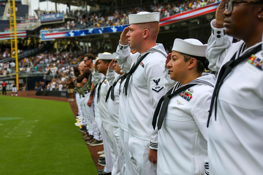 Abraham Lincoln and Carl Vinson Sailors at San Diego Padres game