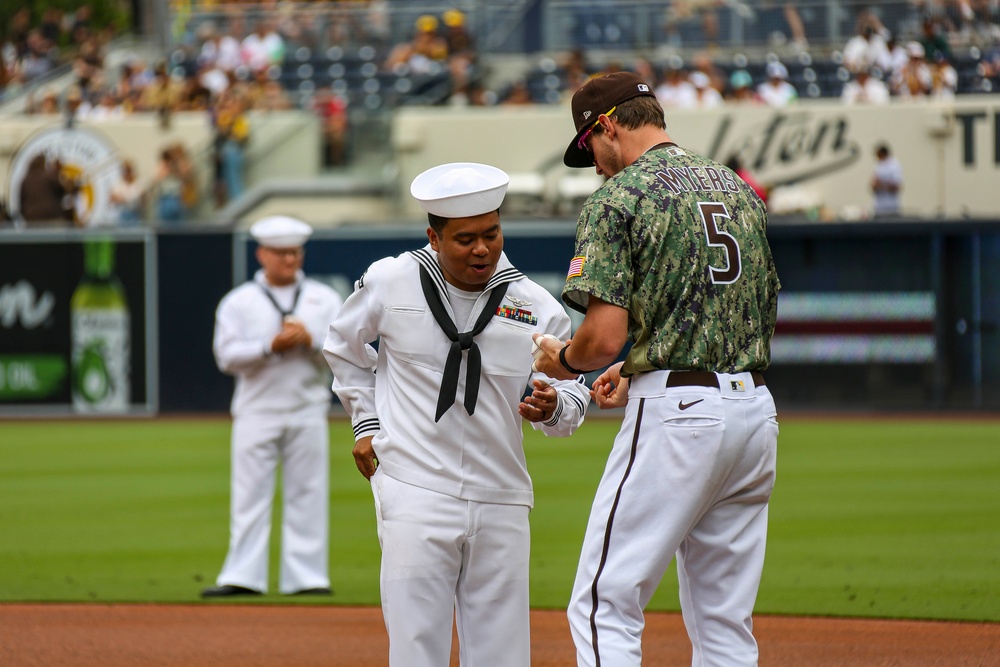 Abraham Lincoln and Carl Vinson Sailors at San Diego Padres game
