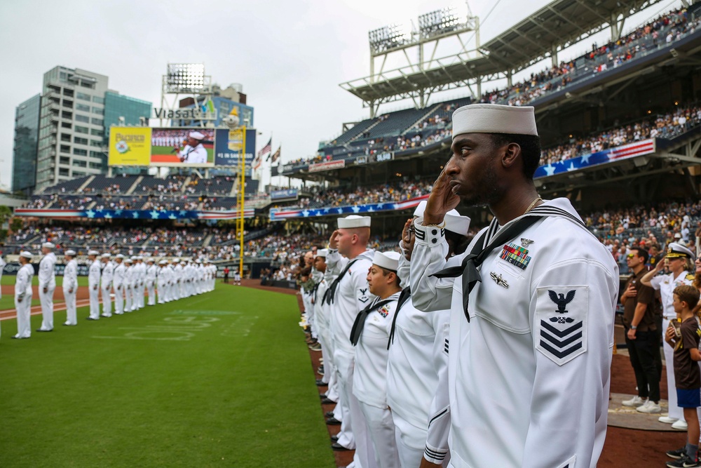 Abraham Lincoln and Carl Vinson Sailors at San Diego Padres game