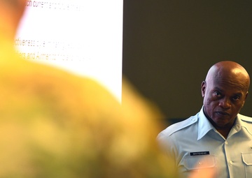 SEA Tony Whitehead speaks at the Chief Master Sergeant's Orientation Course