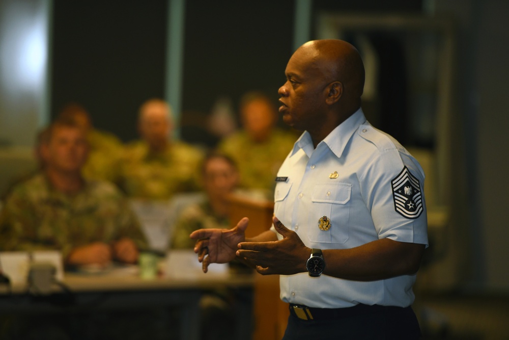 SEA Tony Whitehead speaks at the Chief Master Sergeant's Orientation Course