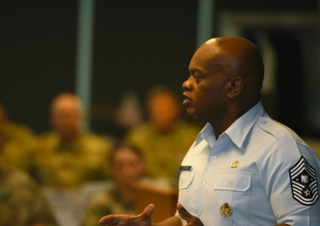 SEA Tony Whitehead speaks at the Chief Master Sergeant's Orientation Course