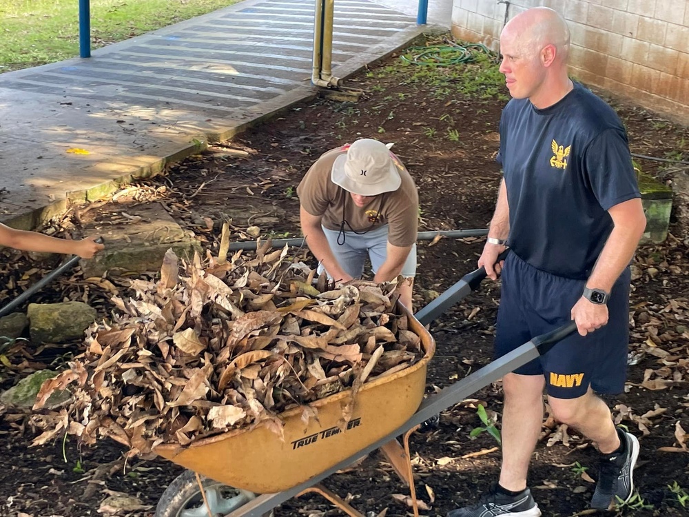 USS Rafael Peralta Students Clean Up Guam School