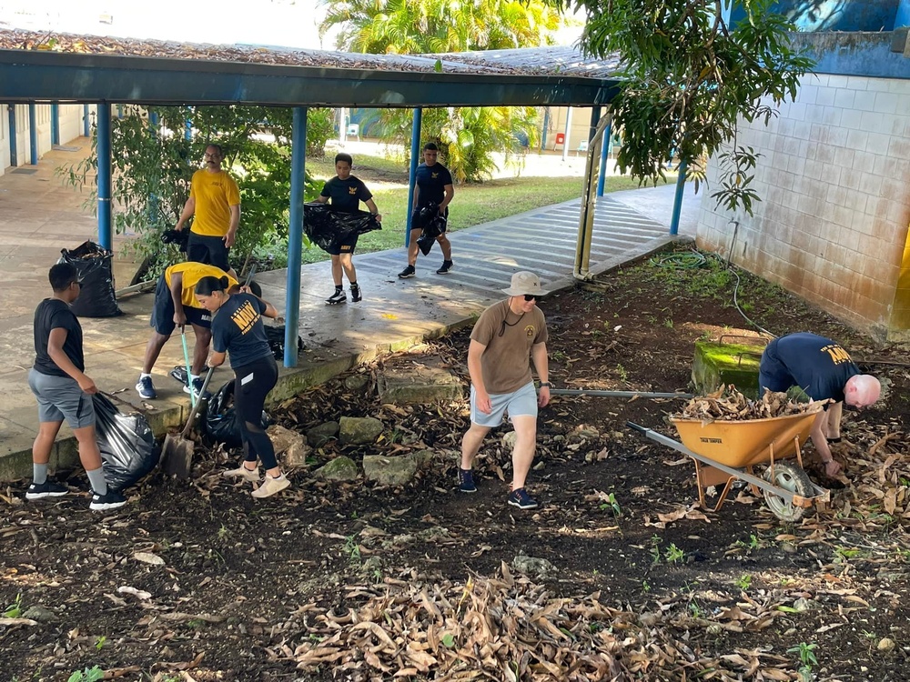 USS Rafael Peralta Students Clean Up Guam School