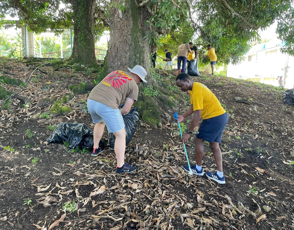 USS Rafael Peralta Students Clean Up Guam School