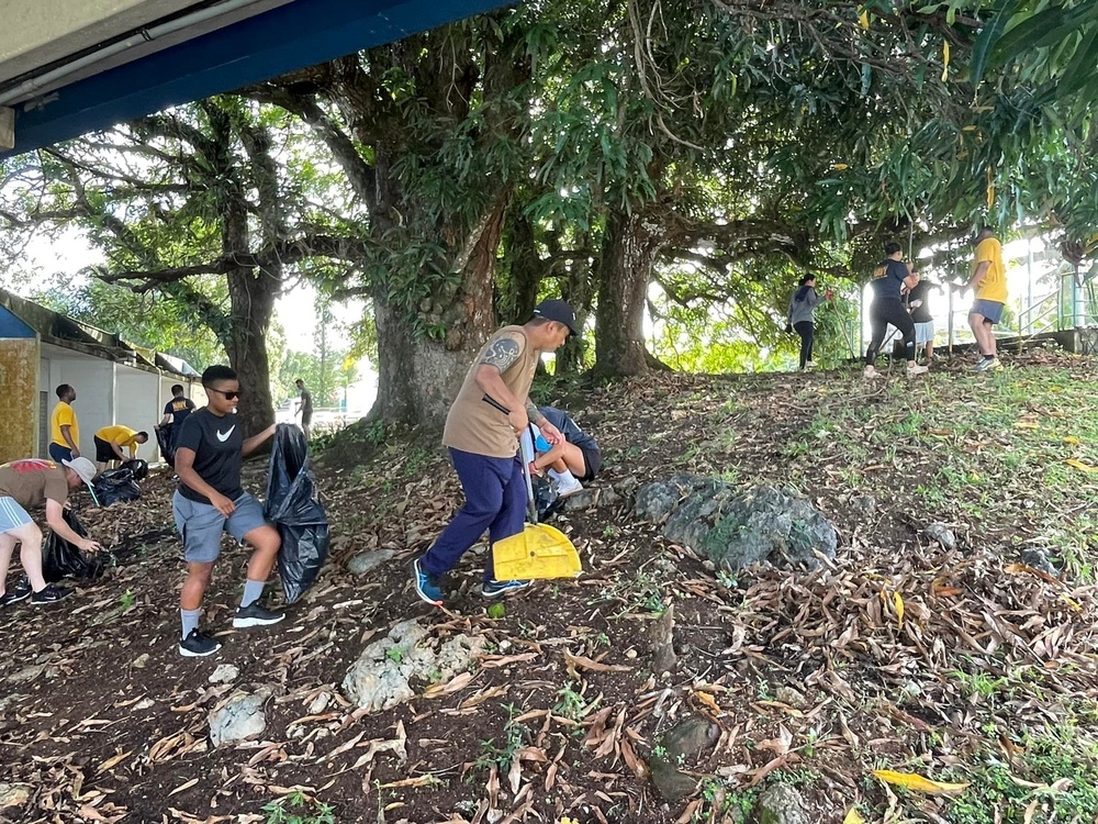 USS Rafael Peralta Students Clean Up Guam School