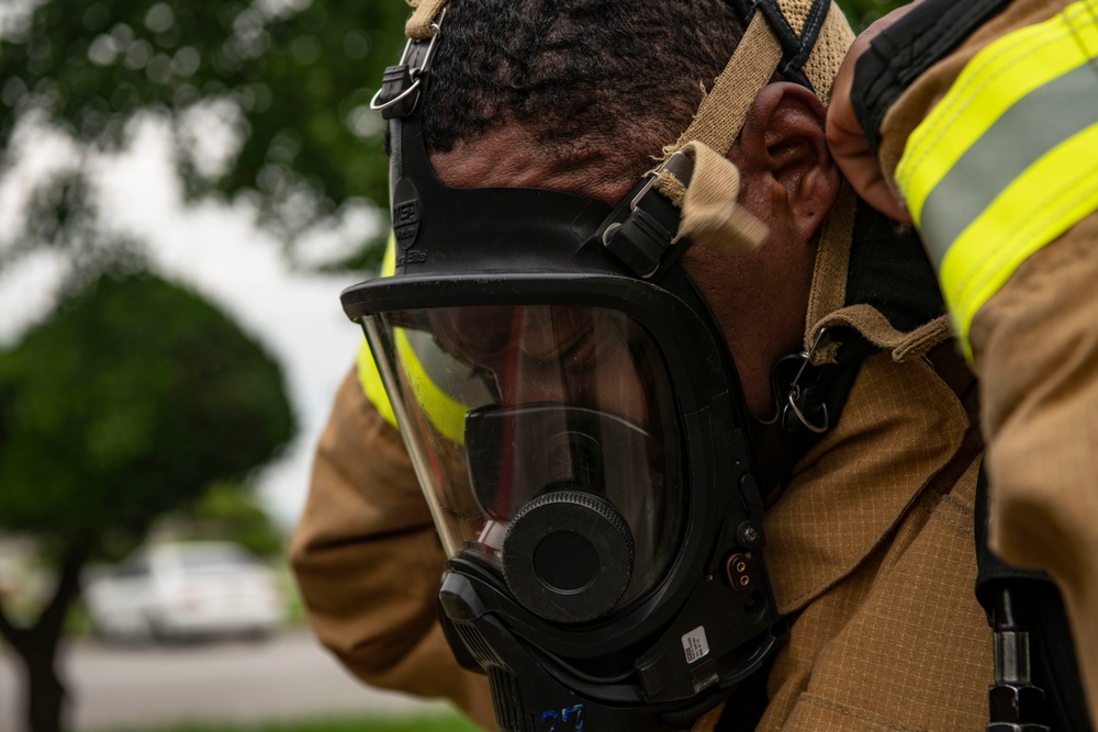 8th CES fire team conducts burning structural response training