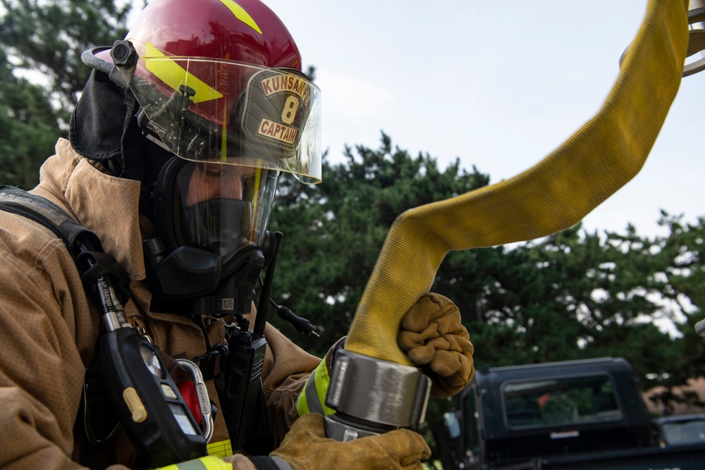 8th CES fire team conducts burning structural response training