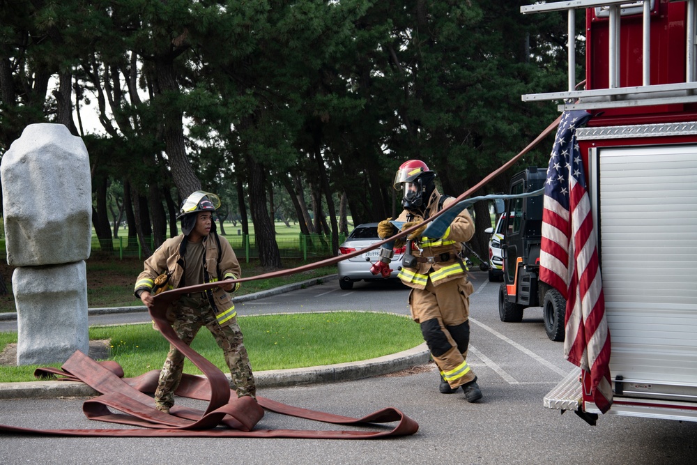 8th CES fire team conducts burning structural response training