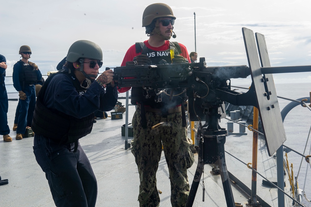 Frank Cable Conducts Gun Shoot at Sea