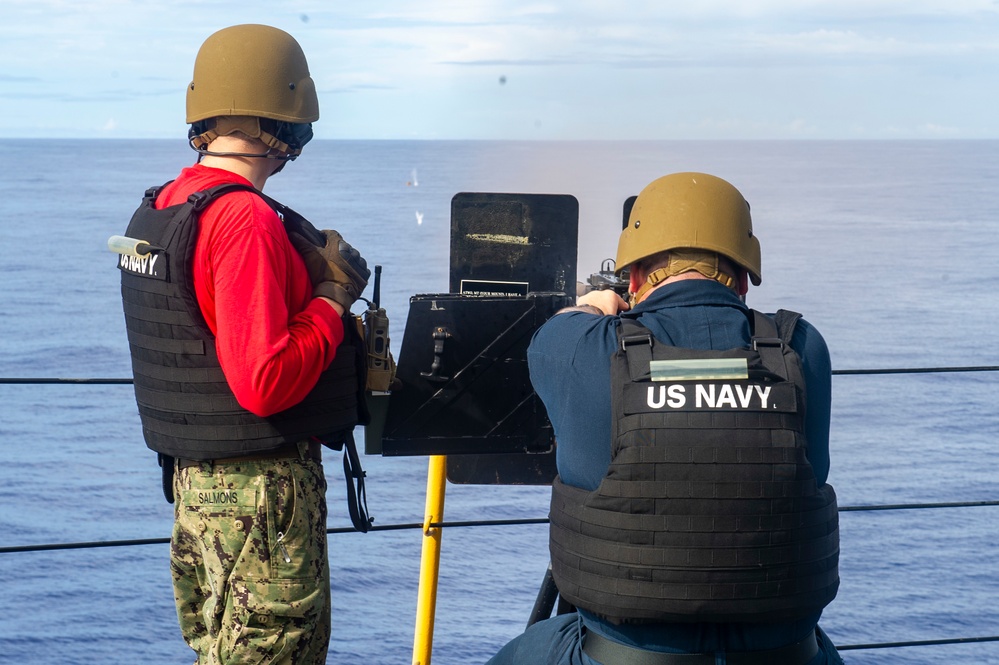 Frank Cable Conducts Gun Shoot at Sea