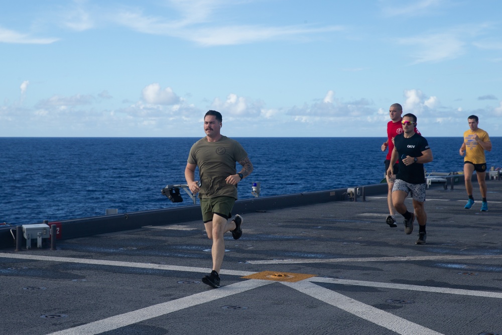 5 kilometer run aboard the USS Miguel Keith (ESB-5)