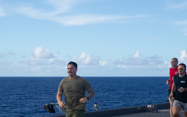 5 kilometer run aboard the USS Miguel Keith (ESB-5)