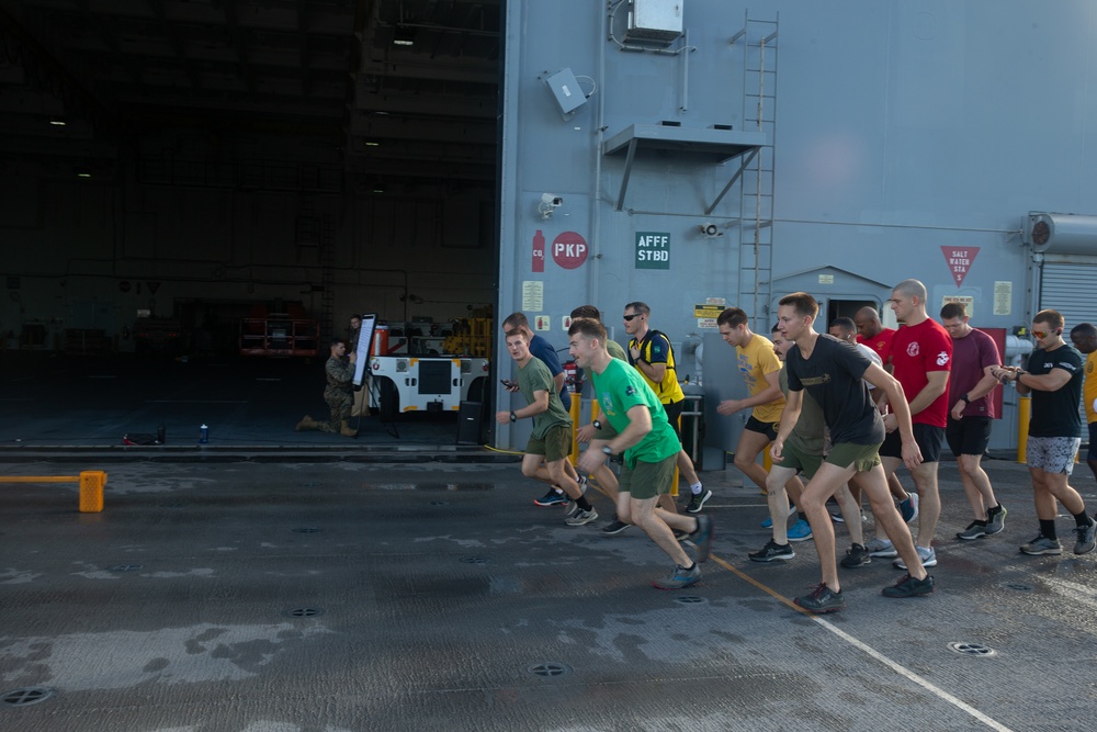 5 kilometer run aboard the USS Miguel Keith (ESB-5)