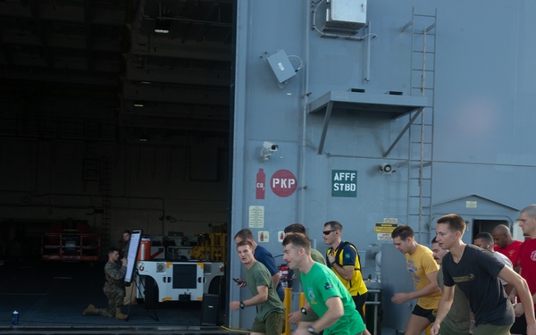 5 kilometer run aboard the USS Miguel Keith (ESB-5)