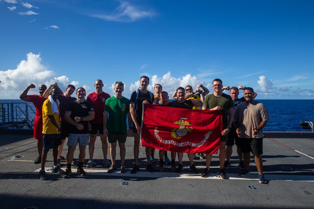 5 kilometer run aboard the USS Miguel Keith (ESB-5)