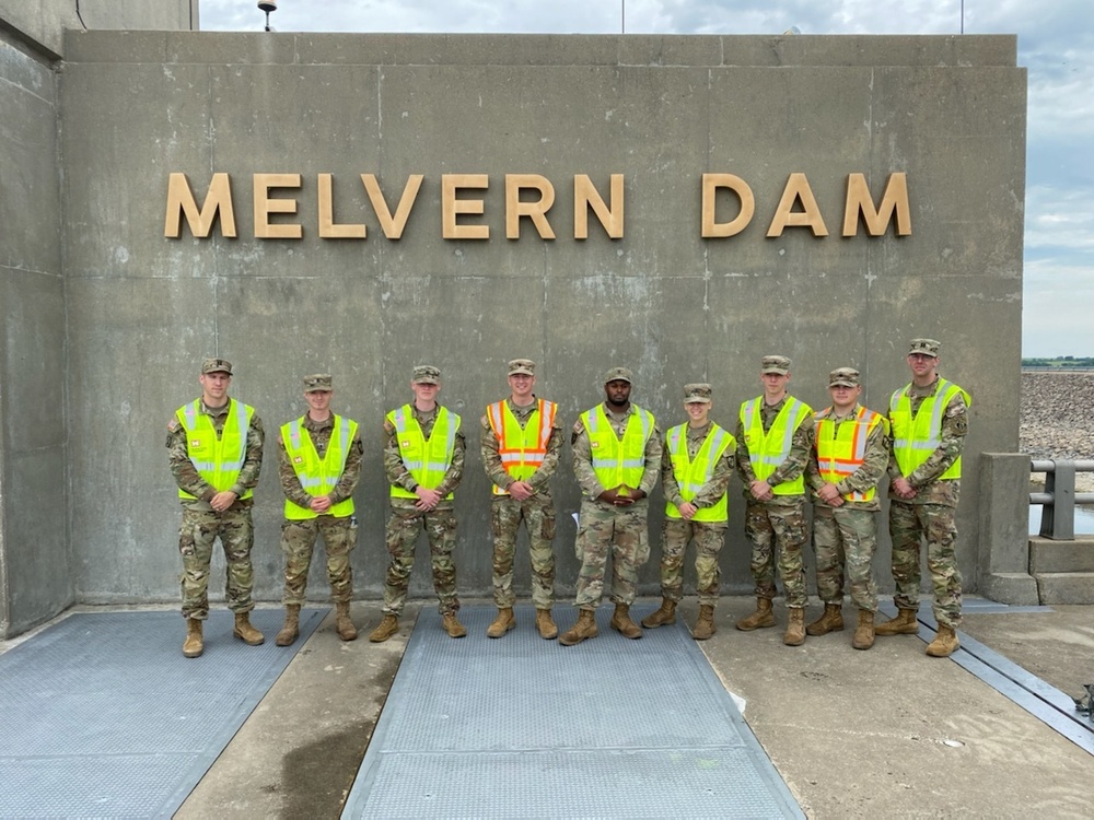 Cadets visit Melvern Dam during a dam inspection with the Kansas City District