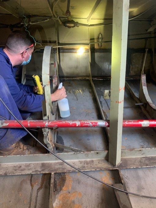 Marine inspectors from MSU Toledo check hull repairs