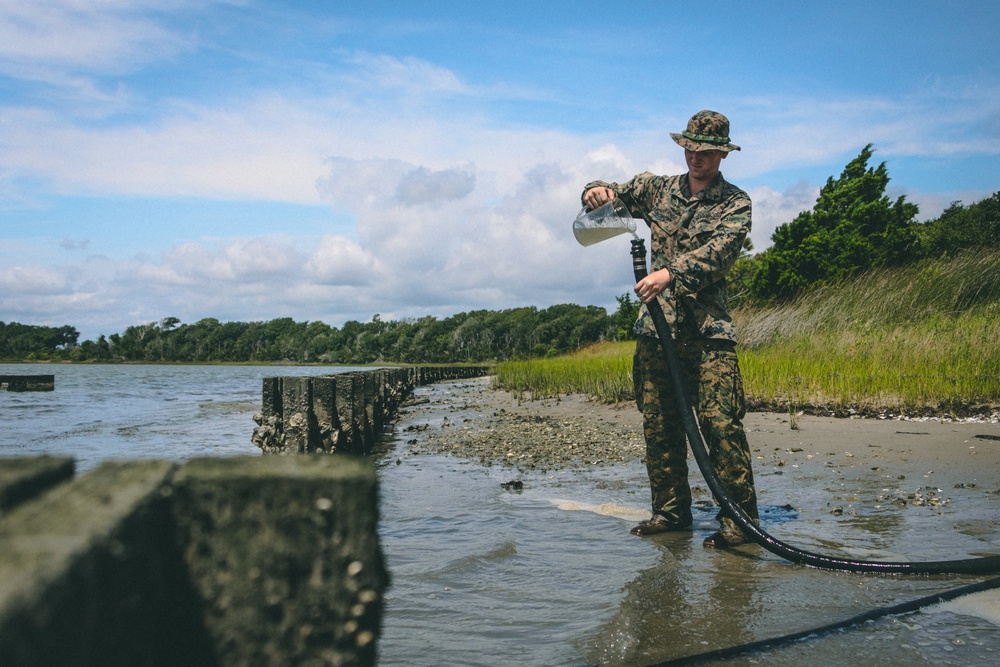 Combat Logistics Battalion 22 uses the Lightweight Water Purification System during its Marine Corps Combat Readiness Evaluation (Day 3)