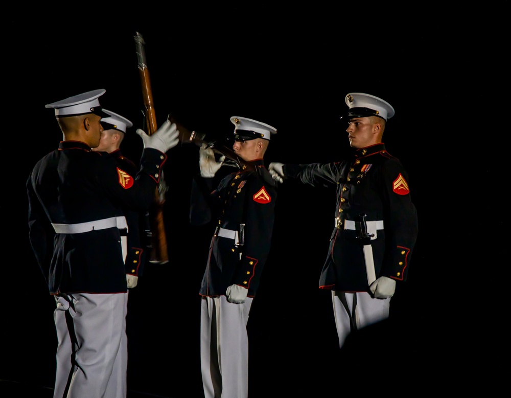 Barracks Marines completed the penultimate Friday Evening Parade of the season