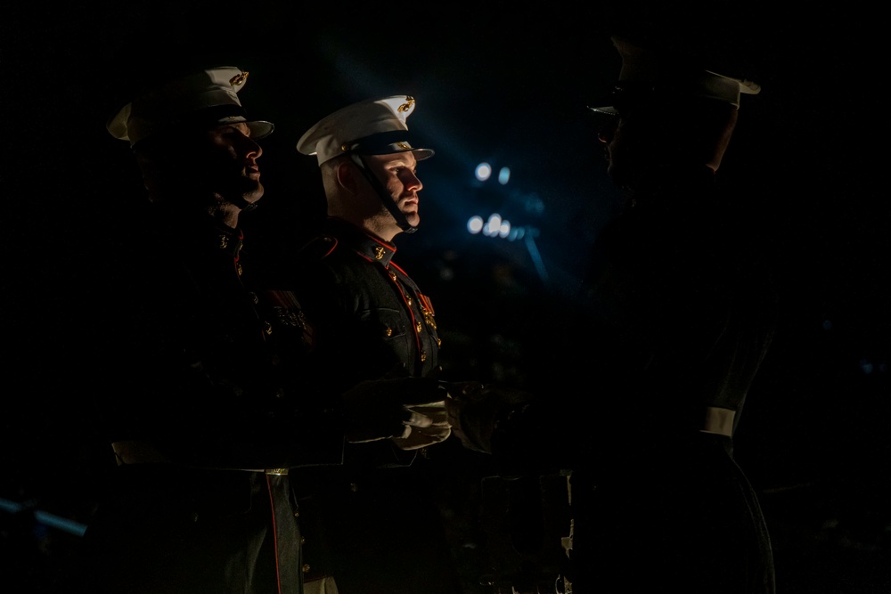 Barracks Marines completed the penultimate Friday Evening Parade of the season