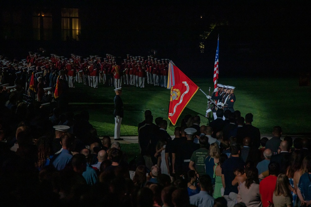 Barracks Marines completed the penultimate Friday Evening Parade of the season