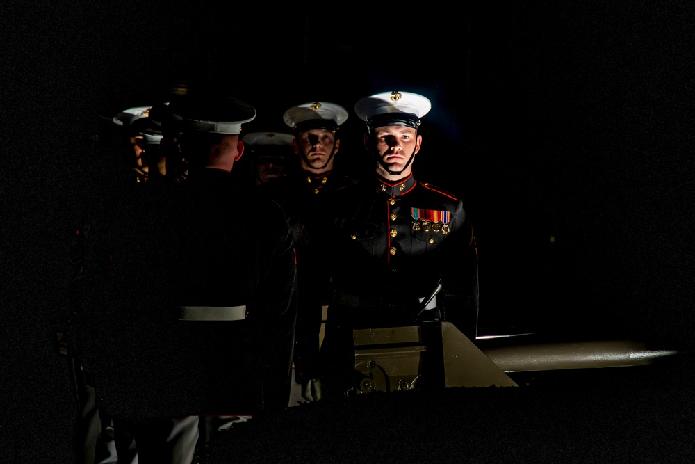 Barracks Marines completed the penultimate Friday Evening Parade of the season