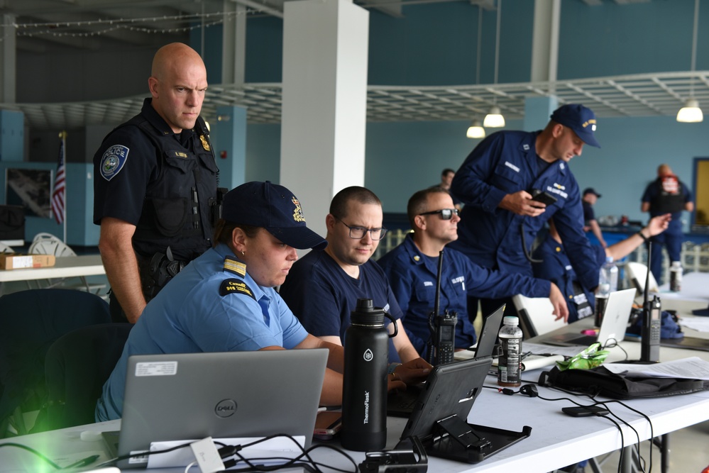 U.S. Coast Guard in Unified Command Post at Port Huron Float Down on St. Clair River